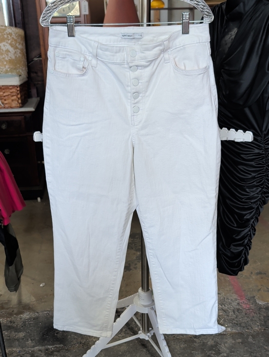 Nine West Denim - Nine West White High-Rise Cropped Button-Fly Jeans